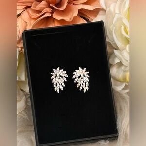 Cascade Micro Pace Diamond and Silver Leaf Accent Earrings NEW!